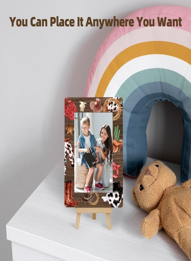 OXRUN Wild Western 4x6 Picture Frame, Cowboy Wooden Photo Frame with Easel, Display Photo Insert, Newborn Gifts, Nursery Decor - A08 - Image 4